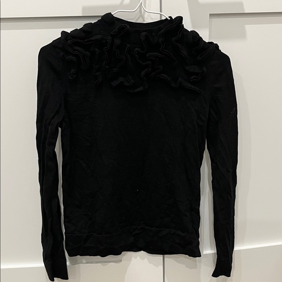 COS Chic Black Ruffled Wool Sweater - Picture 3 of 7